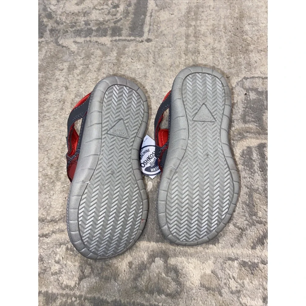 OshKosh B'gosh Toddler Boys Sz 9 Red Gray Bump‎ Toe Sneakers New